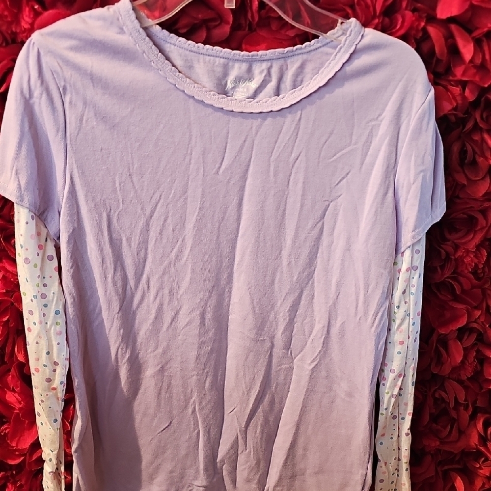 Nick & Nora Girls Lavender Long Sleeve Sleep Top Size Xlarge 14/16